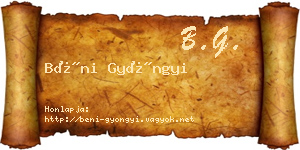 Béni Gyöngyi névjegykártya