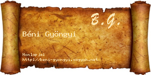 Béni Gyöngyi névjegykártya